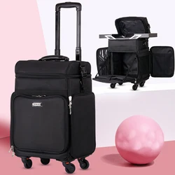 ladies Nails Makeup Toolbox,Women large capacity Trolley Cosmetic case Rolling Luggage bag,Beauty Tattoo Salons Trolley Suitcase