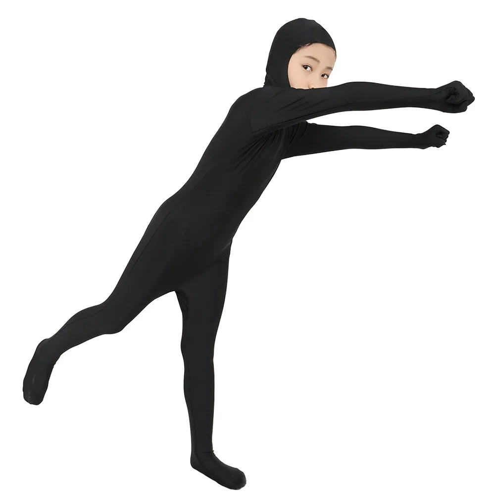 Bambini Open Face Zentai body Spande Zentai Dancewear cerniera posteriore bambini Fitness Suit costumi di Halloween