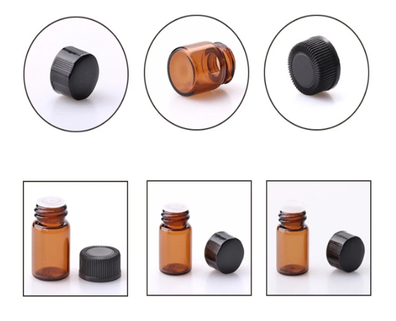 600pcs/lot 1ml 2ml 3ml Red Amber Essential Oil Bottles Small Amber Glass Sample Vials bottle Container