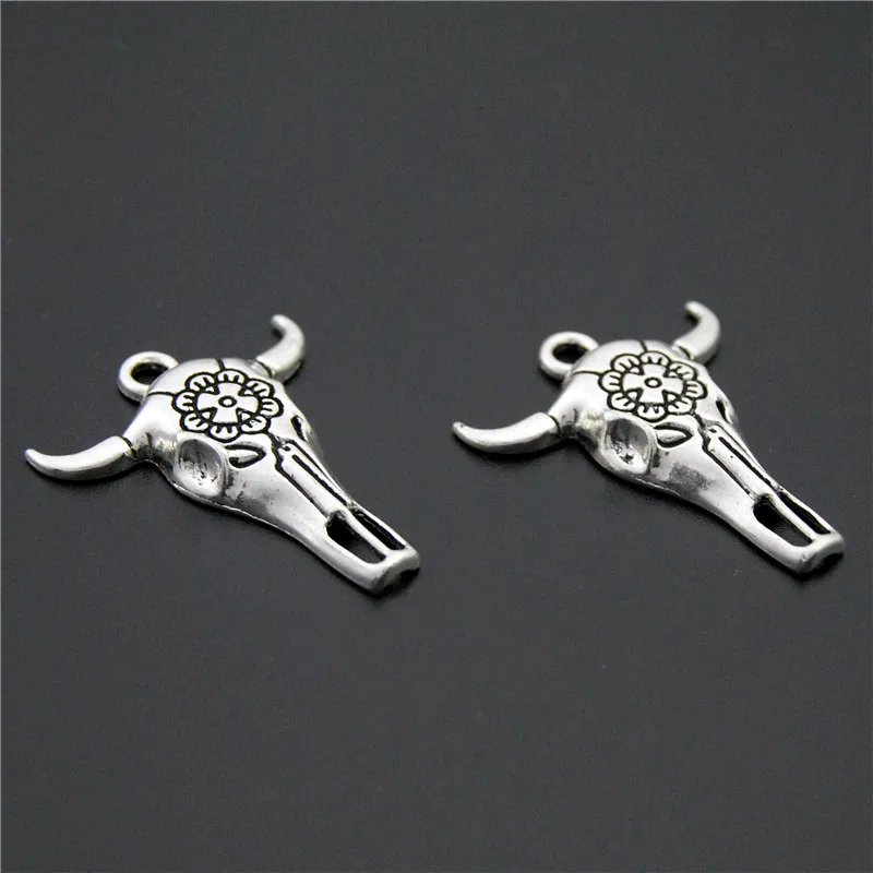 20PCS  Silver Color Bull Head Charms Tauren Pendants For Jewelry Making DIY Handmade Craft A2263