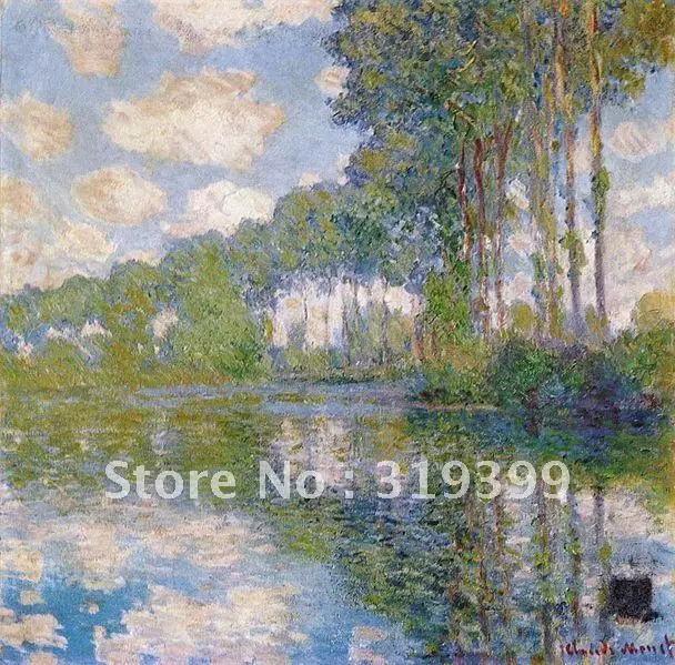 Linen canvas Oil Painting Reproduction,Poplars on the Epte 1900 by Claude Monet,handmade,Free Fast Ship,museum Quality