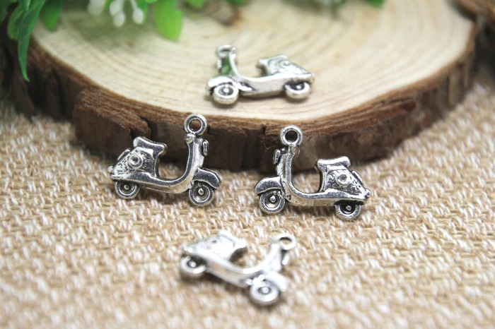 15pcs--Scooter Charms  Antique Tibetan Silver Tone Motorbike Vespa Moped Motorcycle pendants charms 19x15mm