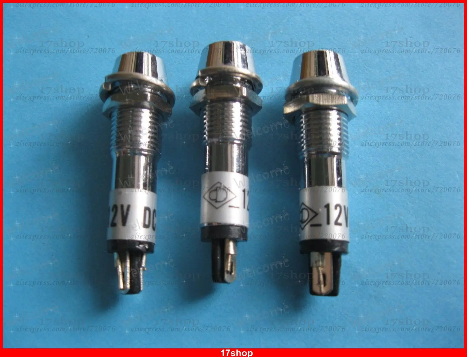 10 pcs LED Indicator DC 12V Yellow Color PED-7 8mm