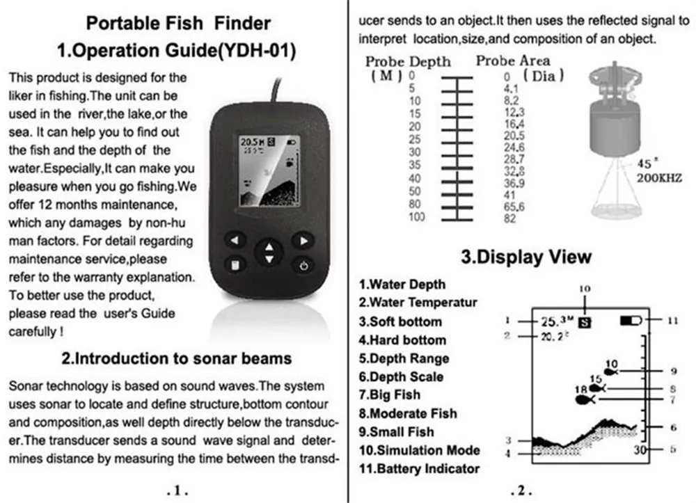 Tragbare Unterwasser 100M Fisch Finder