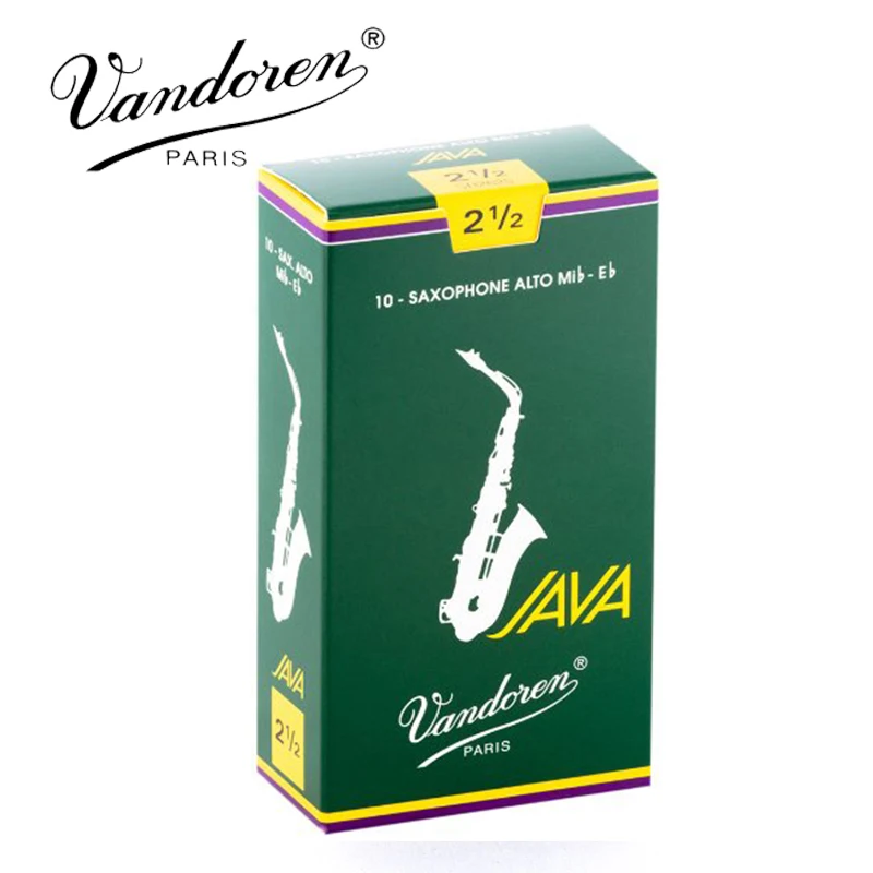 Original France Vandoren JAVA Saxophone Alto Mib Eb Reeds Strength 2.0# 2.5# 3.0# Grey Green Box of 10 [With Gift]