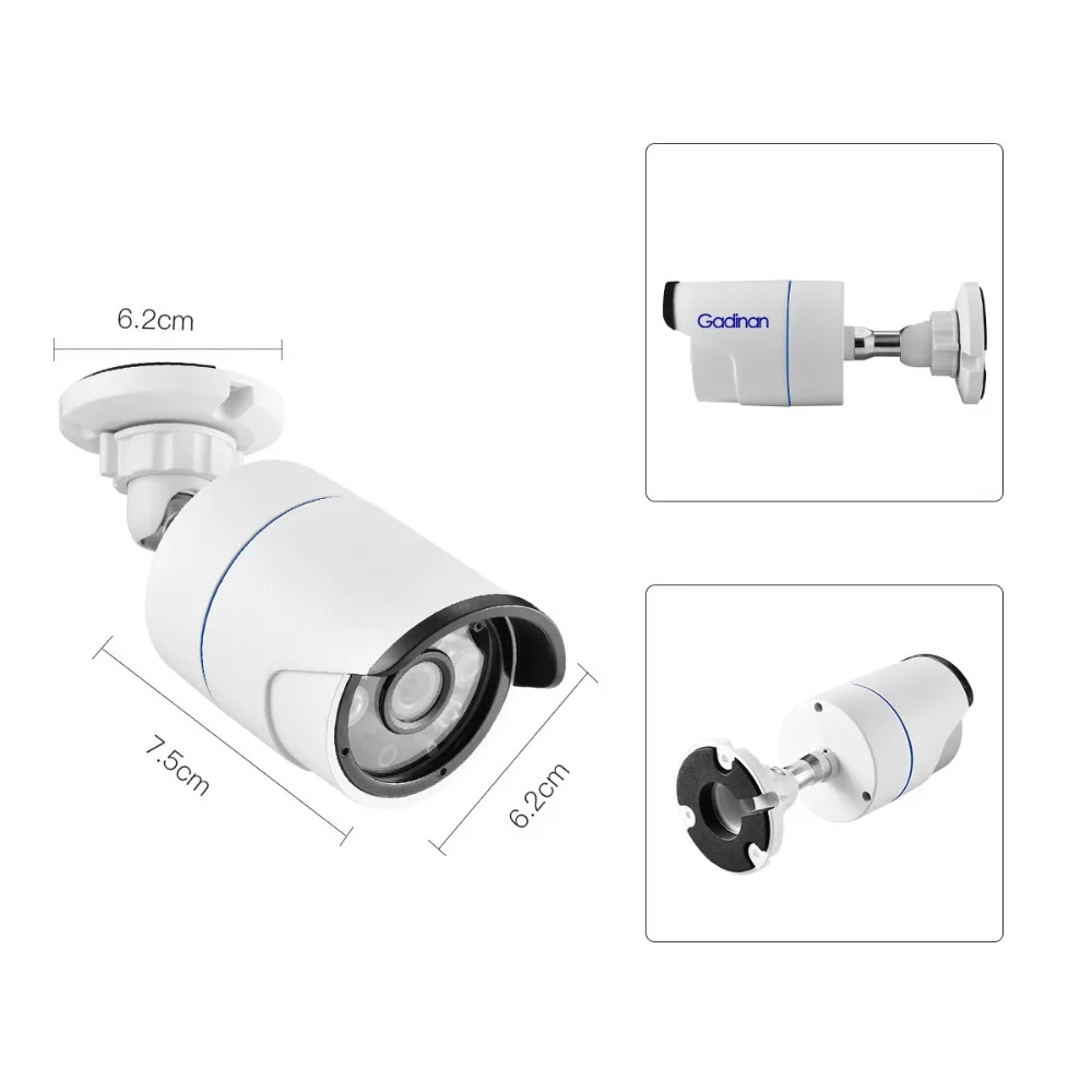 Imagem -06 - Gadinan-câmera de Vigilância Bala Outdoor Detecção Humanoid P2p Cctv Segurança Microfone Áudio 48v Poe Câmera ip 5mp