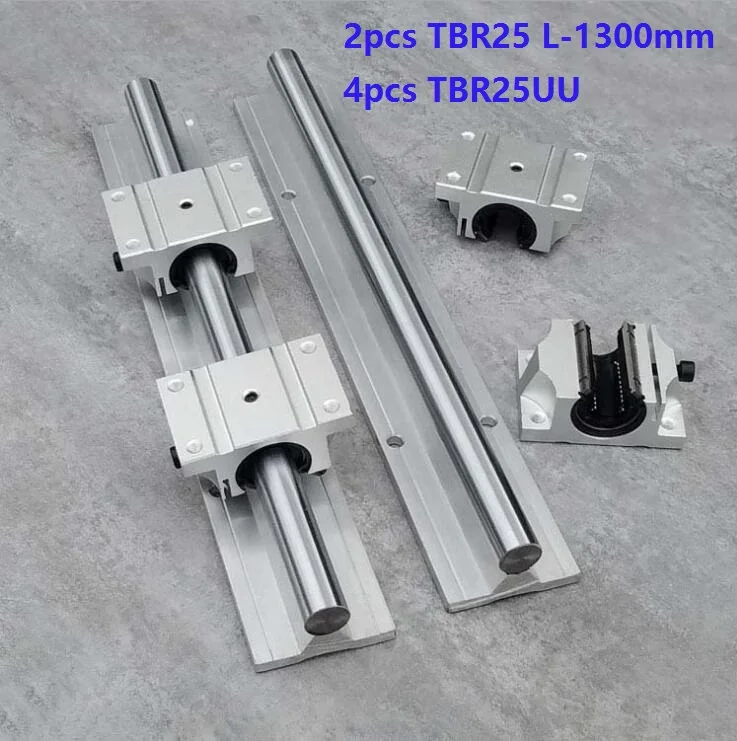 

2pcs TBR25 L-1300mm support rail linear guide + 4pcs TBR25UU linear bearing blocks for CNC router parts