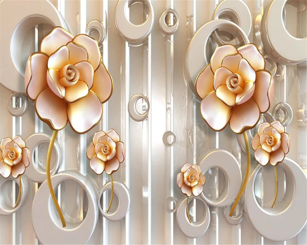 

Beibehang Custom Wallpaper Relief TV Backdrop 3d Cylindrical Rose Fresco Home Decorated Background 3D Wallpaper papel de parede