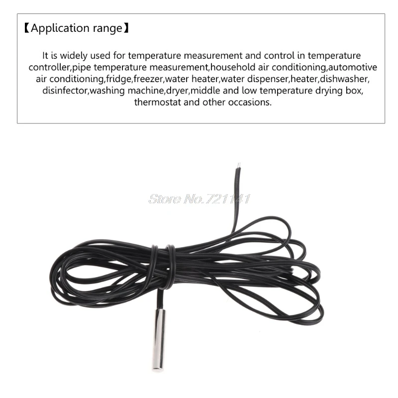 150cm NTC 10K Ohm 1% 3435 Thermistor Temperature Sensor Cylinder Probe 1.5m Wire Dropship