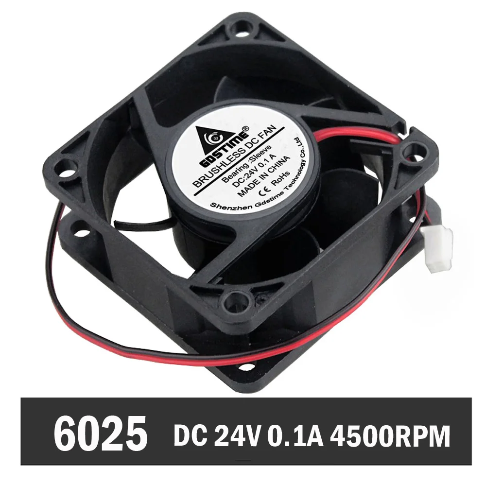 

5Pcs Gdstime 6025 24V 2Pin 6cm 60mm x 60mm x 25mm DC Brushless Exhaust Cooling Fan PC Latop Cooler Accessories