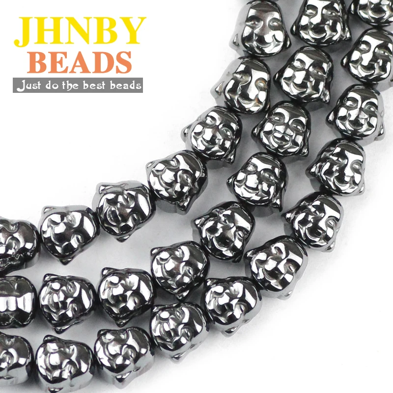 JHNBY Lion Buddha Maitreya Head Black Hematite Beads Natural Stone Loose Beads Jewelry Bracelet Making DIY Findings Accessories