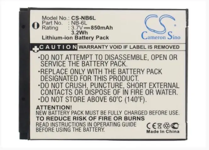 Cameron Sino 850mAh battery for CANON Digital IXUS 200 IS 210 95 IS IXUS 105 105 IS 210 300 HS 300HS 310 HS 85 IS NB-6L NB-6LH