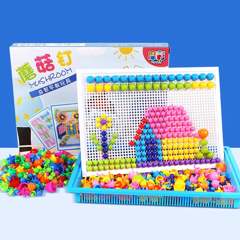 295pcs Mosaic Picture Puzzle Toy Children Composite Intellectual Educational Mushroom Nail Kit Creative jigsaw puzzle Toys Gifts