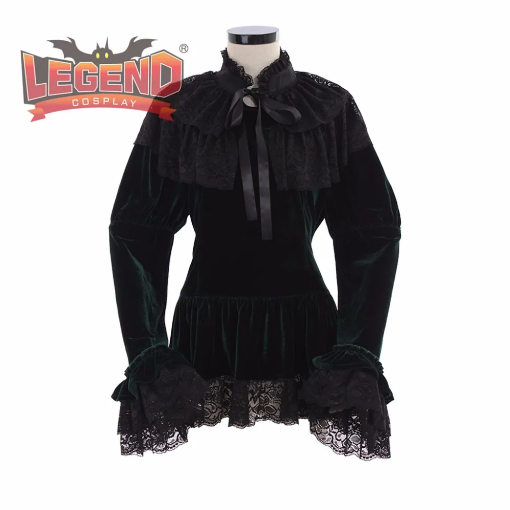 

Green velvet Victorian Blouse with cape custom made cosplay costume