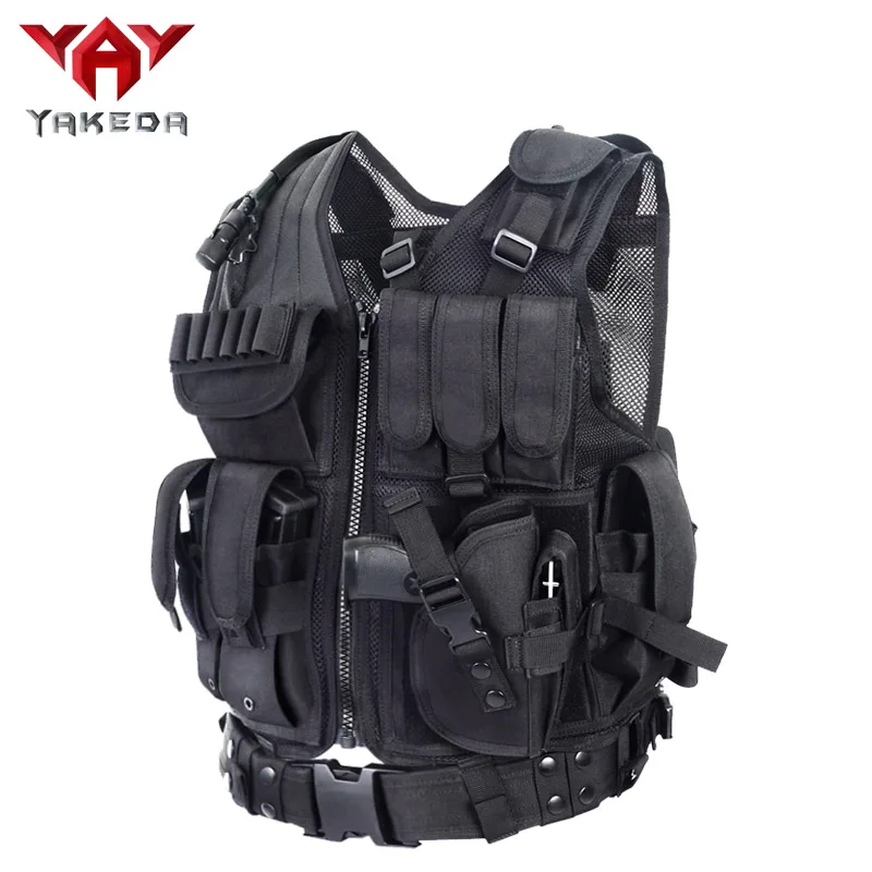 YAKEDA Police Military Tactical Vest Wargame Body Armor Sports Wear Hunting Vest CS Outdoor Products Equipment with 5 Colors