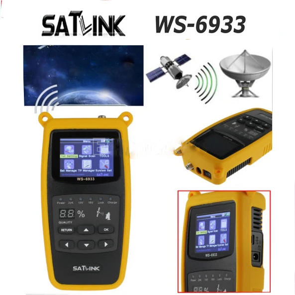 3PCS Satlink WS-6933 satfinder satellite finder  2.1 Inch LCD Display DVB-S FTA C&KU BandMeter WS6933