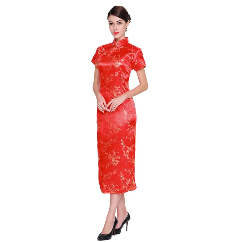 

Oversize 6XL Vintage Chinese Traditional Women Satin Dress 4XL Long Slim Cheongsam Qipao 5XL Bride Wedding Dress Formal Dress