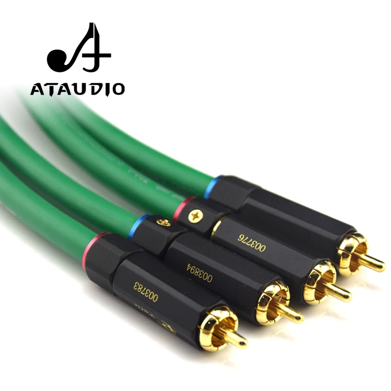 ATAUDIO 2328 Hifi 실버 도금 2RCA 케이블 고품질 6N OFC HIFI RCA 남성-남성 오디오 케이블