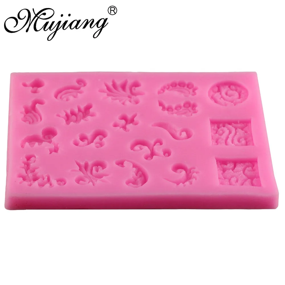 Mujiang Baroque Scrolls Silicone Fondant Molds Cake Decorating Tools Flower Vine Cupcake Candy Chocolate Sugar Craft Moulds