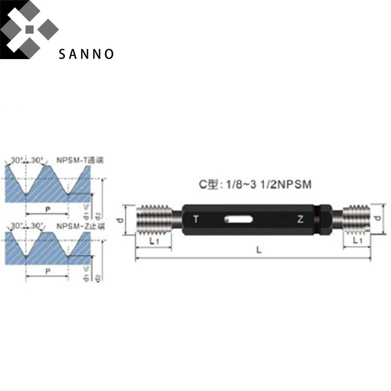 American system Go-No-Go gage NPSM1/8, 1/4, 3/8, 1/2, 3/4, 1, 11/4, 2, 3 plug gauges cylinder tube thread measuring gauges