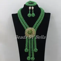 Green Crystal Beads Bridal Jewelry Sets African Costume Necklace Nigerian Wedding African Beads Jewelry Set ABF405