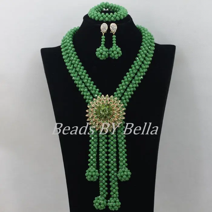 contas de cristal verde conjuntos de joias de noiva traje africano colar granulos de casamento africano conjunto de joias abf405 01