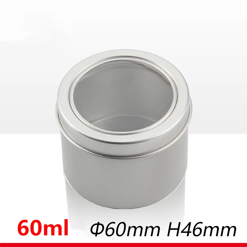 

60ml Window Twist Lid Cover Medium Candle jar Tin 2oz Slip Slide lid Empty Tin Containers Aluminum Box Round Steel Can Jar 60g