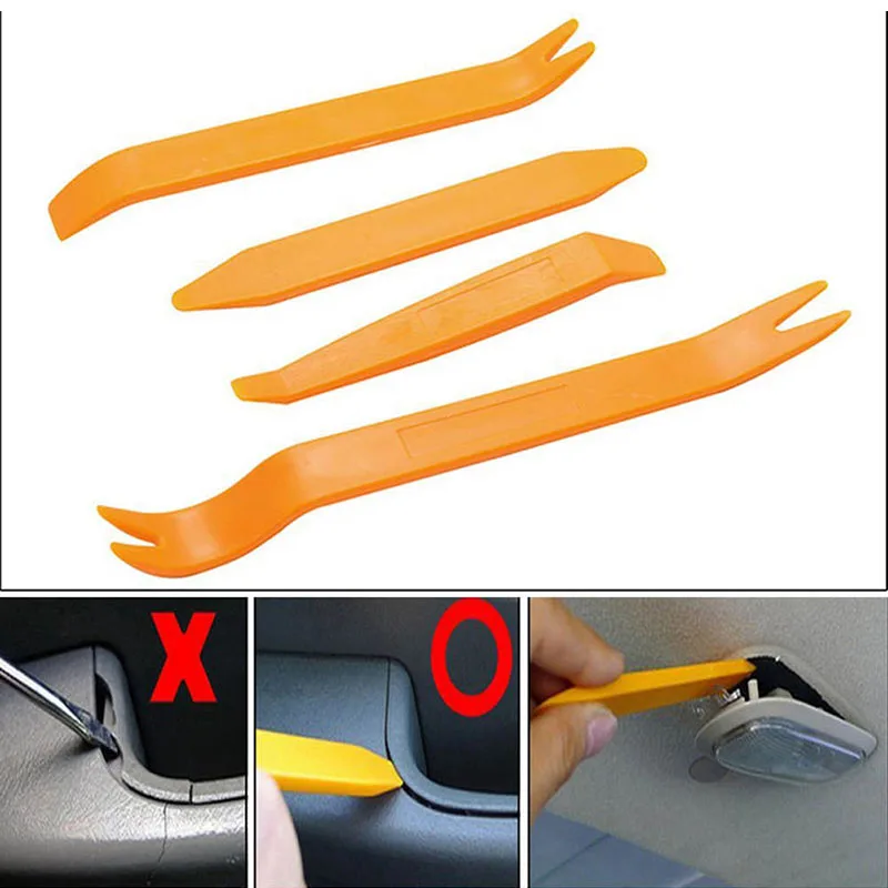 1SET/4pcs Car Removal Pry Open Tool Kit For Light Radio Audio Door Trim Panel Clip Plastic