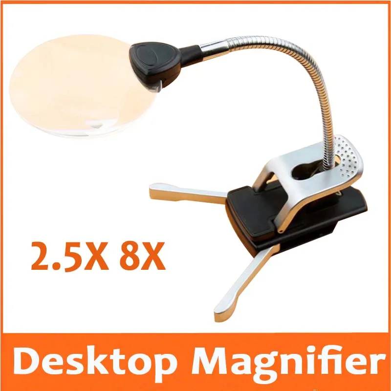 2.5X 8X Desktop Table Lamp Light Reading Magnifying Glass LED Illuminated PCB welding Cellphone Mobile Phone Repair Magnifier