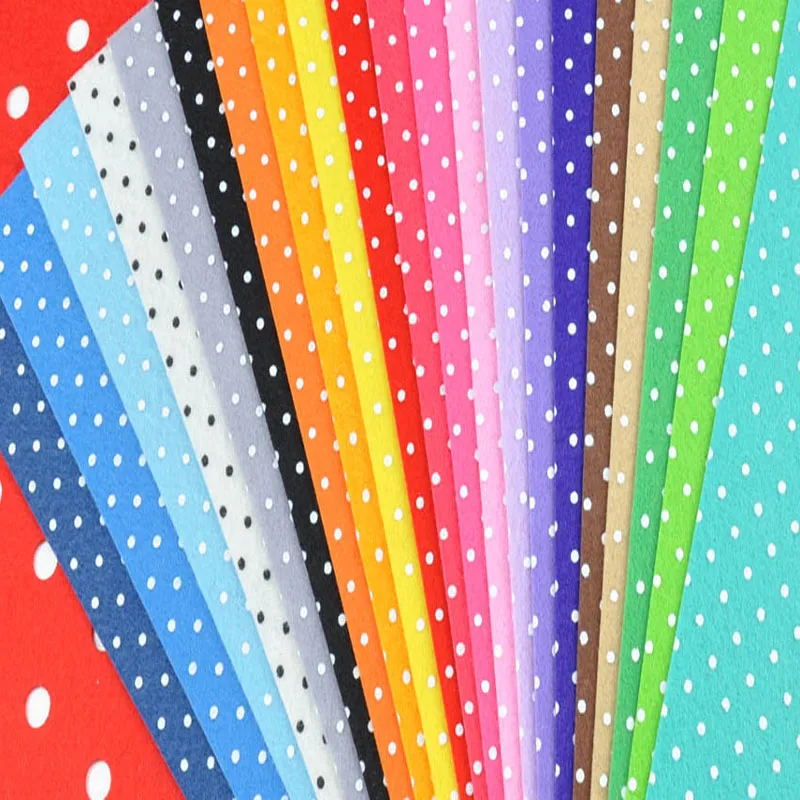 Felt Fabric Polka Dot Printed 20 MIX COLORs multi Polyester DIY non-woven 29x29cm Decoration ONLY Good quality