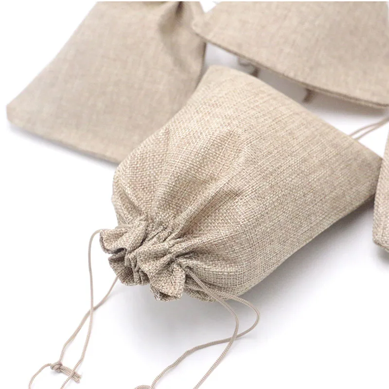 

New Jute Bags 50Pcs/Lot 17X23cm Big Linen Pouch Customize Logo Blue Jewelry Packaging &Display Gift Sacks