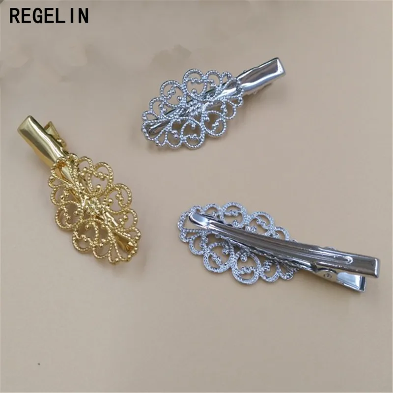 REGELIN 10 ピース/ロットヴィンテージアンティーク花モチーフ髪の宝石チャーム女性の髪のピンヘアクリップレトロ Hairwear