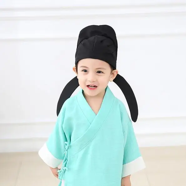 Traditional Chinese Hats Li Bai Cap Tang Kids Adult Ancient Scholar Children Black