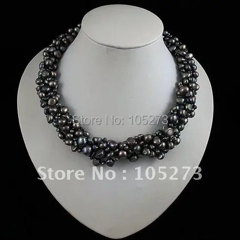 Wholesale AA 2-6mm black color  fresh water pearl necklace 40''inch long necklace 3pcs/lot free shipping A1802