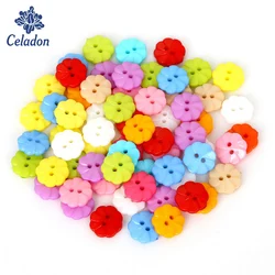 50PCS 13mm 2 Holes Multicolor Flower  Decorative Buttons Sewing Scrapbooking Crafts For Clothes