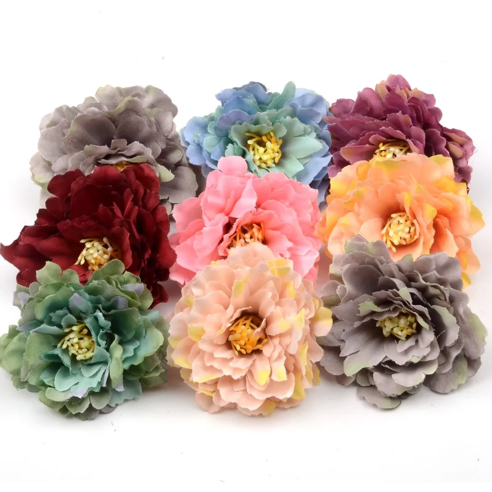 100Pcs/lot 6cm Silk Carnation Artificial Rose Flower Heads For Wedding Home Decoration Diy Fake Flower Wall Accessories