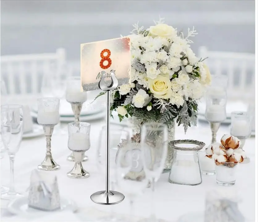 table number holder gold silver wedding table card holders U shape table decoration stainless 10-30cm table card stands image 6