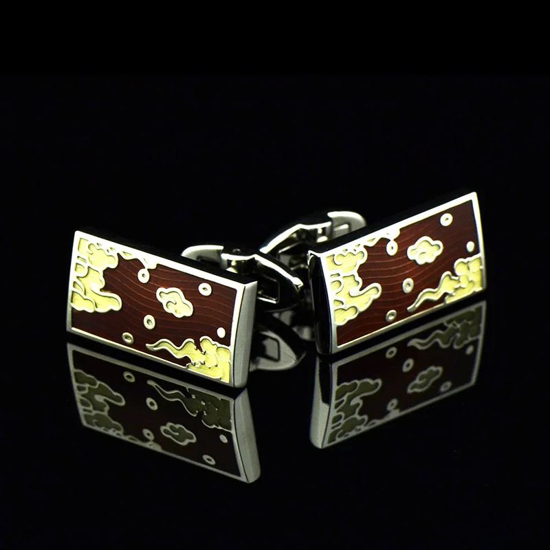 

JHSL Brand Fashion Men's Jewelry Silver Color Copper Enamel Men Rectangle Cufflinks Dropship Supplier