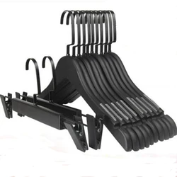 10Pcs/Lot Black Solid Wood Hanger  Non-slip Wardrobe Wooden Clothes Rack  Men's And Women's Children's Wear