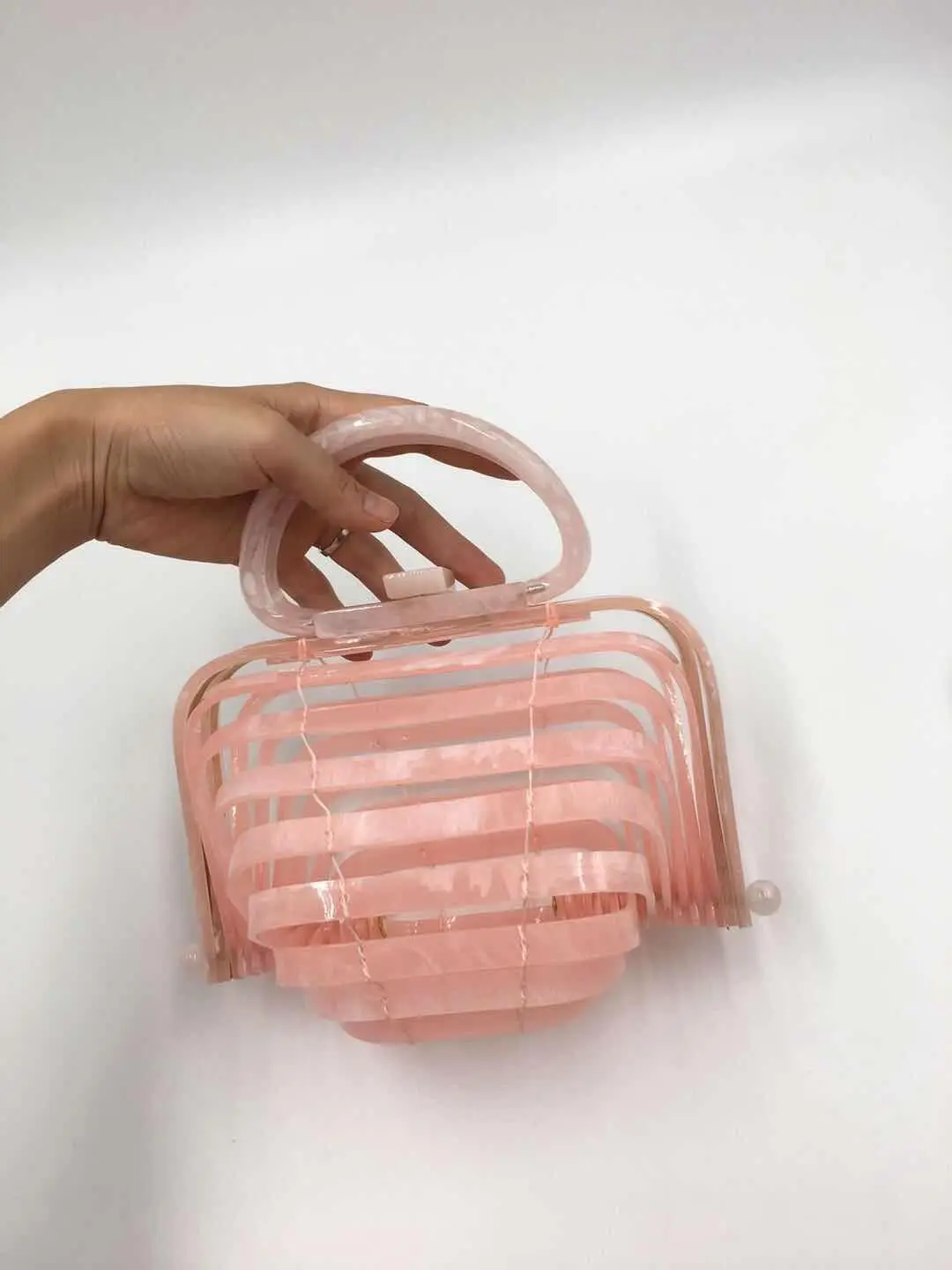 2018 New Brand Hand Bag On Vacation Sandy Beach Hollow Out  Archives Bamboo Weaving Bag Acrylic Purse Clutch Box Evening Bags