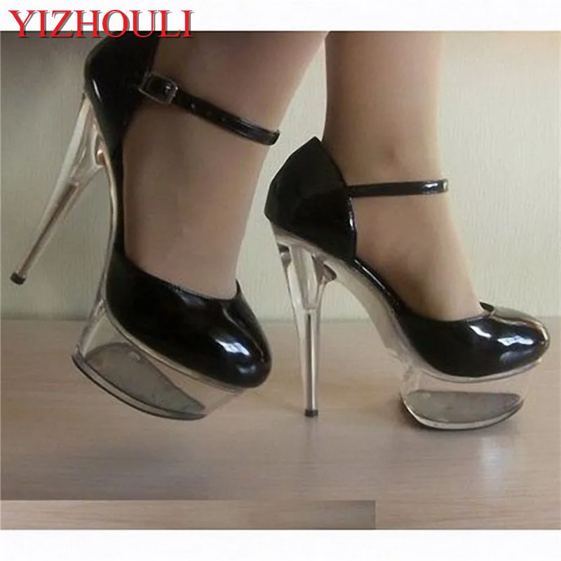 Banquet crystal single shoes, 15cm super high heel fun shoes, model nightclub pole dance performance shoes