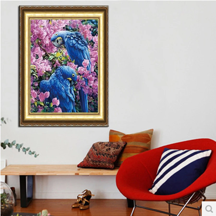 Diamond Painting 3D Full Resin Cross Stitch Needlework Square Diamond Mosaic Decor Embroidery Blue Parrot Bordado De Diamantes