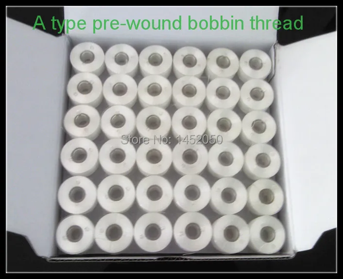 Simthread 75D/2 White Type A Pre-wound Bobbins Thread for Brother Embroidery Machine