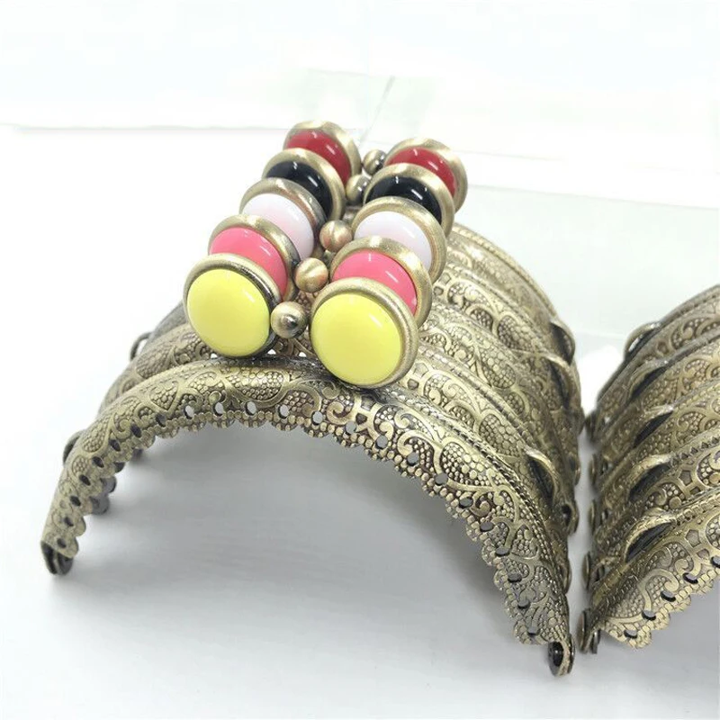 8.5cm vintage bronze color colorful eye buckle women coin bag mini size metal clasp purse frame wholewale 10pcs/lot