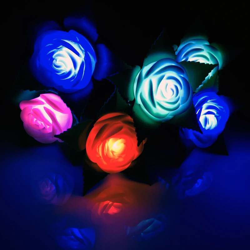 Luminous Toy Glow in the Dark Simulated Rose Nightlight with Branch and Leaves Love Prop Valentine's Day Gift for Girl Friend