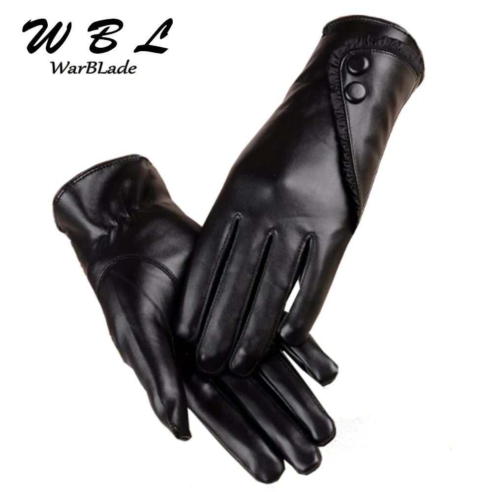 WarBLade Touch Screen PU Leather Gloves Women Winter Mittens Warm Gloves For Woman Guantes Mujer European Style Gants Femme