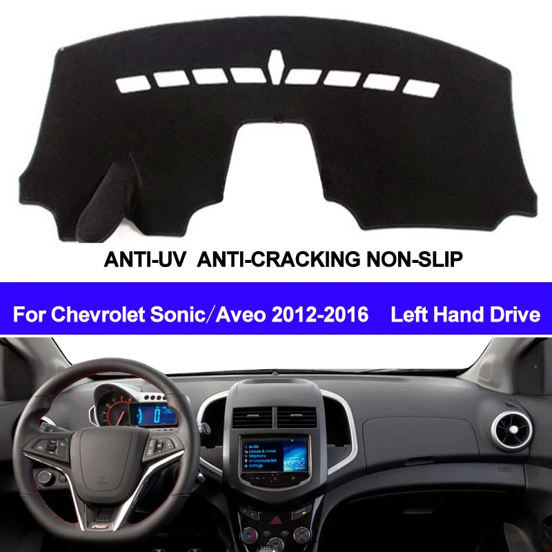 TAIJS pokrywa deski rozdzielczej samochodu mata na deskę rozdzielczą Dash Pad DashMat dywan anty-uv antypoślizgowe dla Chevrolet Sonic / Aveo 2012 2013 2014 2015 2016