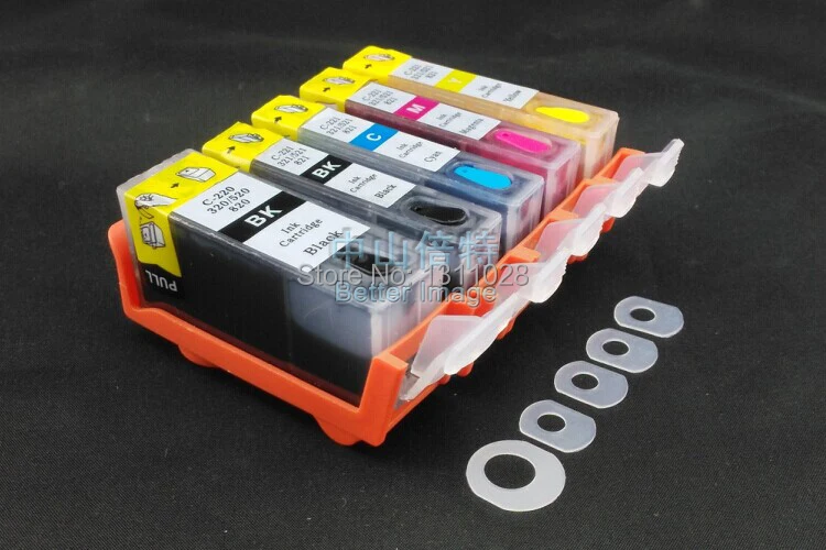 INK WAY FULL INK,5 PK Refillable ink Cartridge for Canon PGI-220BK, CLI-221C,CLI-221M,CLI-221Y