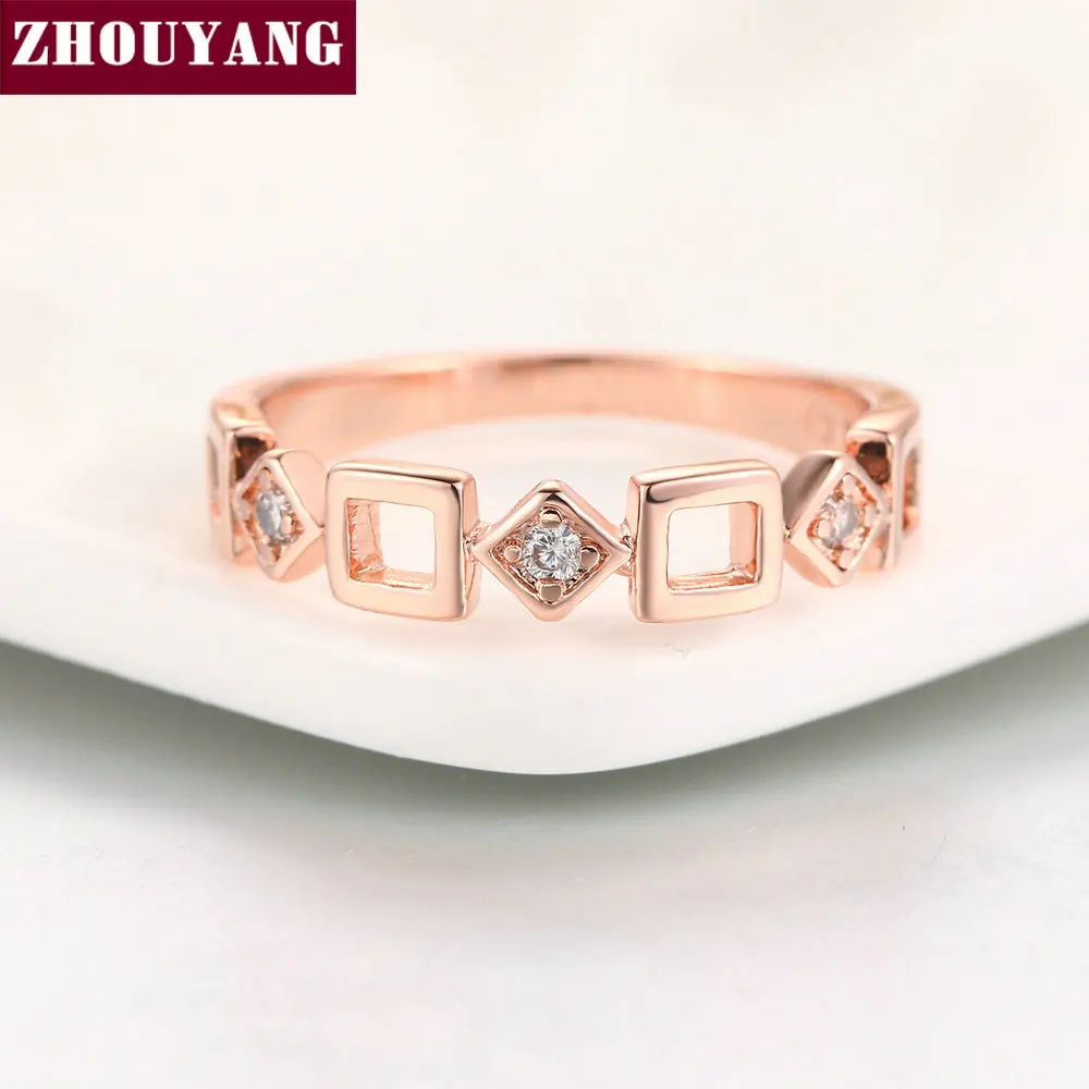 Top Quality ZYR197 Concise Crystal Ring Rose Gold Color Austrian Crystals Full Sizes