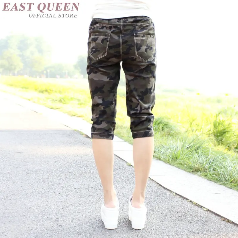 summer military camouflage pants women men pockets high waist floral print harem pants drawstring belt casual cotton DD781 a